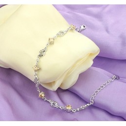 高品質の女性用中空プラチナメッキチタンブレスレット（ダイヤモンド付き）