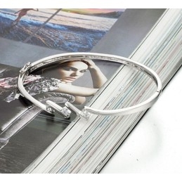 品質と量を保証する女性用アレルギーフリープラチナメッキチタンバングル（ラインストーン付き）