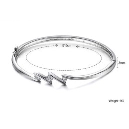 品質と量を保証する女性用アレルギーフリープラチナメッキチタンバングル（ラインストーン付き）