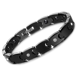 高品質ブラックタングステンセラミックブレスレット（ラインストーン付き）