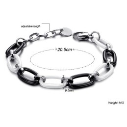 高品質の女性用黒と白のタングステンセラミックブレスレット