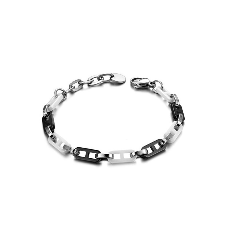 高品質の女性用黒と白のタングステンセラミックブレスレット