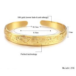 高品質の女性用18Kゴールドメッキバングル