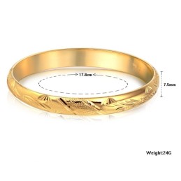 高品質の女性用花柄18Kゴールドメッキバングル