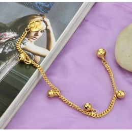 長い物語を持つ女性用18Kゴールドメッキブレスレット（ベル付き）