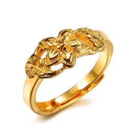 高品質の雌花模様18Kゴールドメッキリング