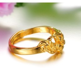 高品質の雌花模様18Kゴールドメッキリング