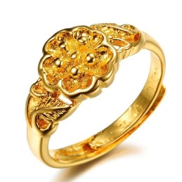 高品質の雌花模様18Kゴールドメッキリング