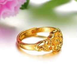 高品質の雌花模様18Kゴールドメッキリング