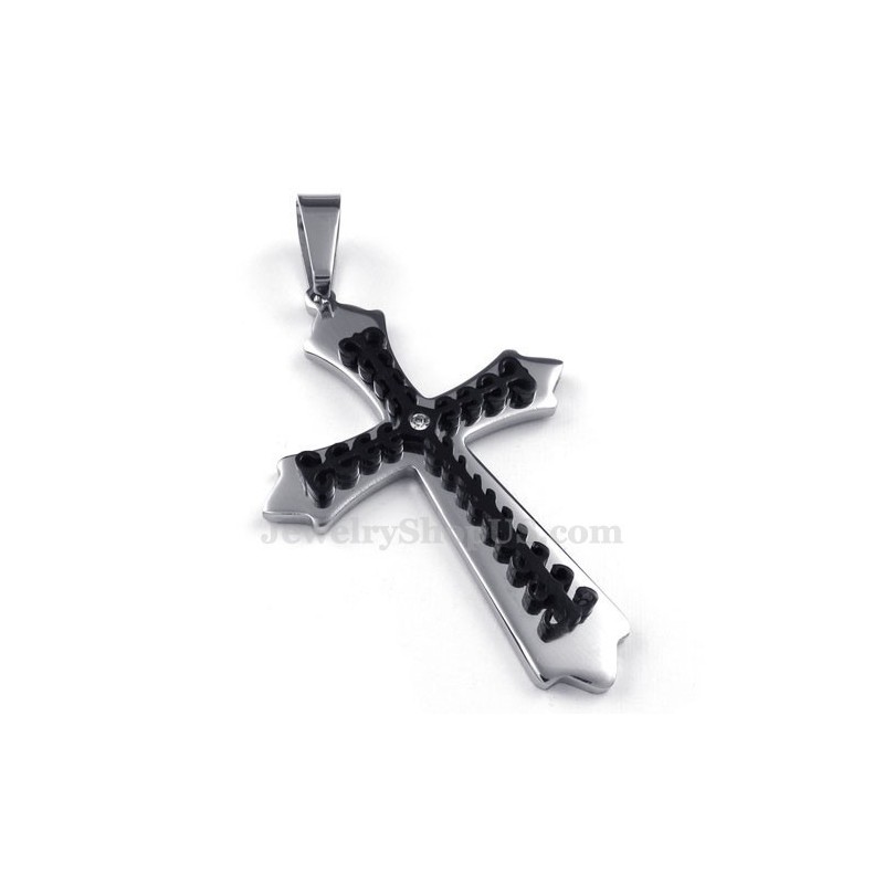 ブラックチタンクロスペンダントネックレス（チェーン無料）
