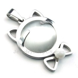 シルバーチタンキャッツアイペンダントネックレス（チェーン無料）