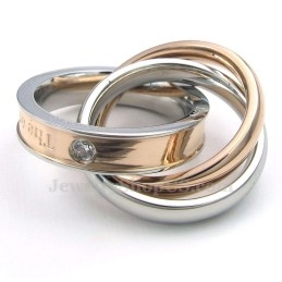 チタンカップルインターロッキングサークルペンダントネックレス（フリーチェーン）（1ペア）