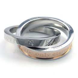 崇拝の愛 チタンインターロッキングリング カップルペンダントネックレス（チェーン無料）（1ペア）