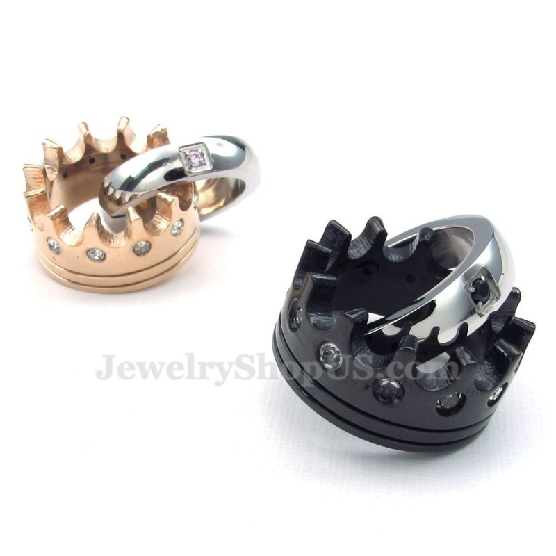 チタン製インペリアルクラウンリングカップルペンダントネックレス（チェーン無料）（1ペア）