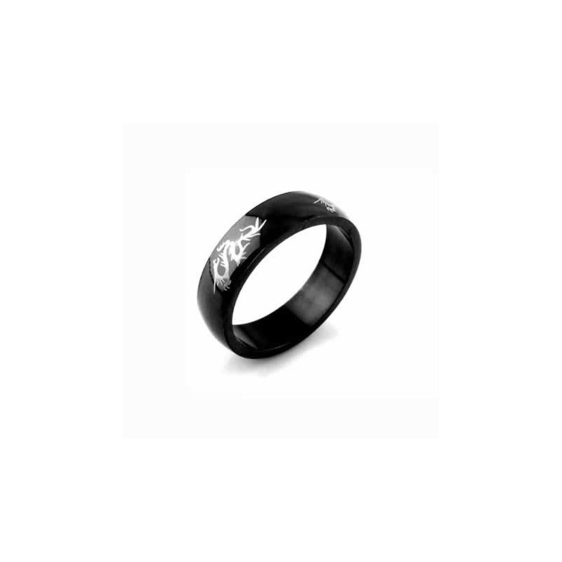 ドラゴン メンズ 6mm ブラック チタンリング ドラゴン メンズ 6mm ブラック チタンリング