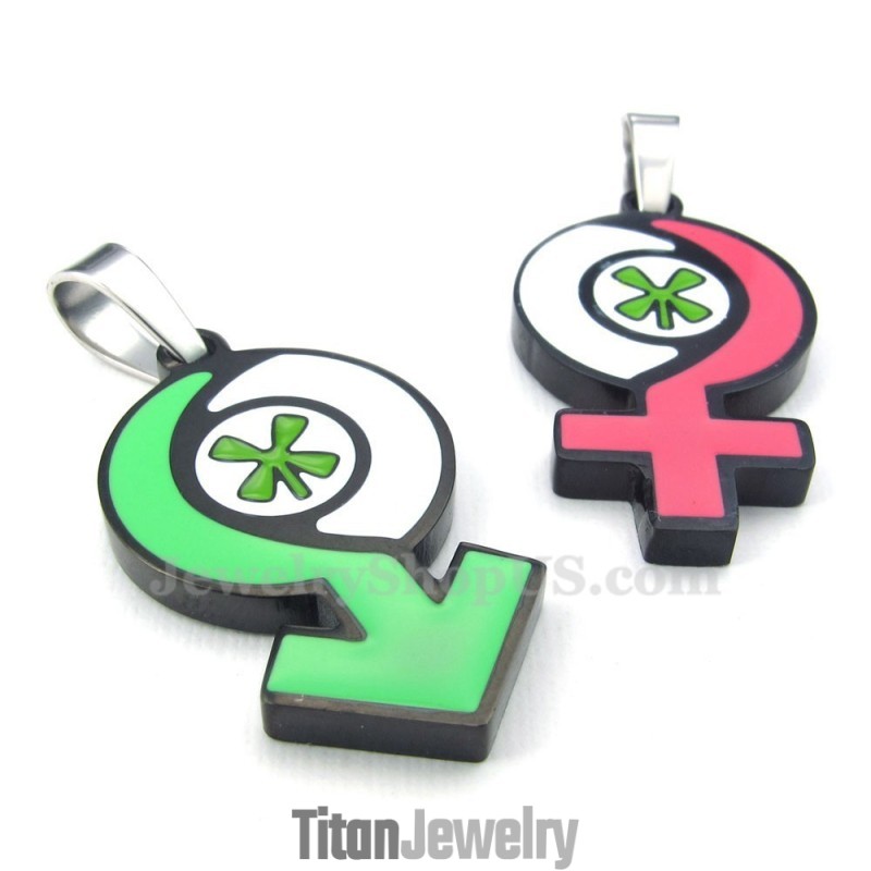 男の子と女の子用チタンシンボルペンダントネックレス（チェーン無料）（1ペア）