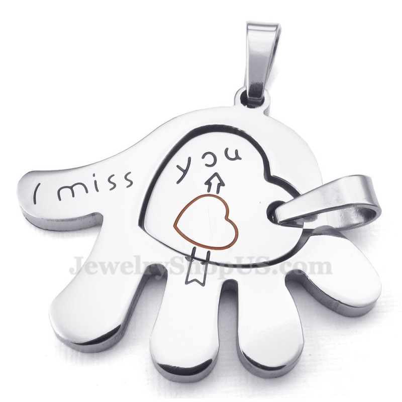 カップル用チタンハンドペンダントネックレス（チェーン無料）（1ペア）