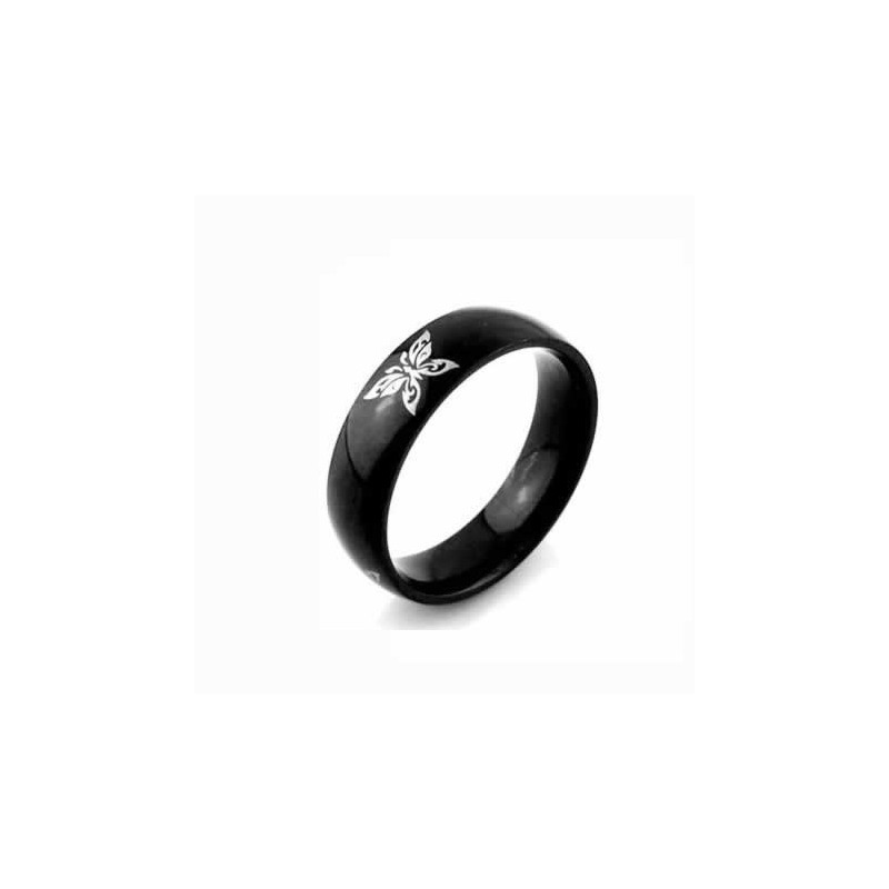 バタフライ メンズ 6mm ブラック チタンリング バタフライ メンズ 6mm ブラック チタンリング
