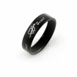 二つのハートを貫く一本の矢 メンズ 6mm ブラックチタンリング