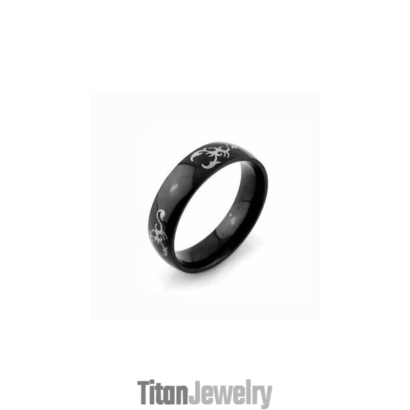 スコーピオンキング メンズ 6mm ブラックチタンリング