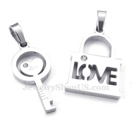 チタンシルバーキーカップルペンダントネックレス（チェーン無料）（1ペア）