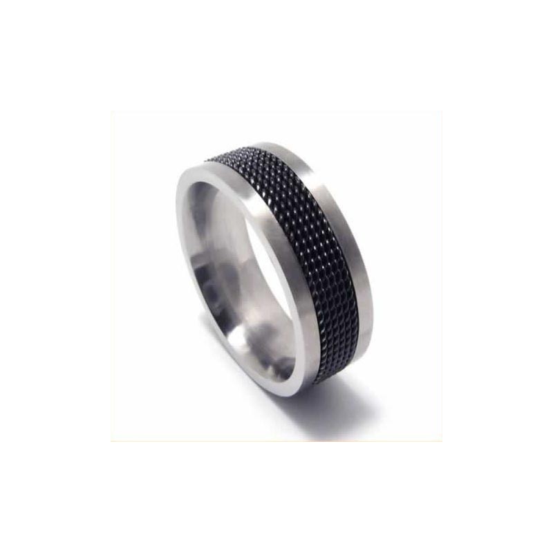 メッシュ メンズ 7mm ブラック チタンリング メッシュ メンズ 7mm ブラック チタンリング