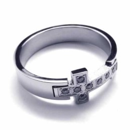 8mm クロスダイヤモンド ユニセックス チタンバンドリング