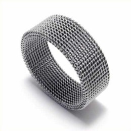 メッシュユニセックス 8mm チタンリング
