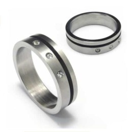 ダイヤモンドセット 5mm チタン＆ブラックエナメルバンドリング