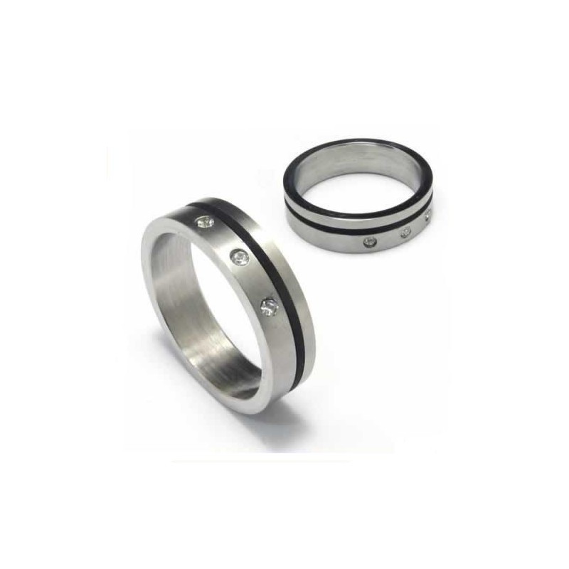 ダイヤモンドセット 5mm チタン&ブラックエナメルバンドリング ダイヤモンドセット 5mm チタン&ブラックエナメルバンドリング