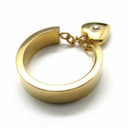 ダイヤモンドセット 5mm ハート チタン 18K ゴールド リング