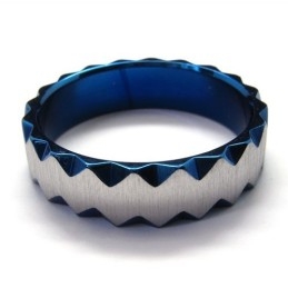 6mm ユニセックス ブルーチタンリング