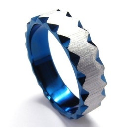 6mm ユニセックス ブルーチタンリング