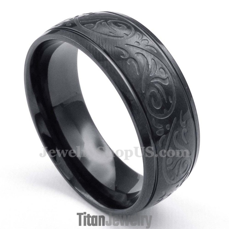 ブラックチタンラウンド腐食パターンリング