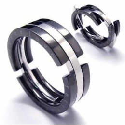 8mm ブラックチタンパズルリング