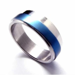 メンズ 6mm ブルーチタンリング