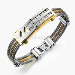メンズファッションジルコニアチタンブレスレットC783