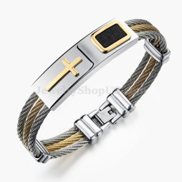 メンズ チタンゴールド クロスブレスレット C785