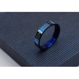 バイブルクロス メンズ 4mm ブルーチタンリング
