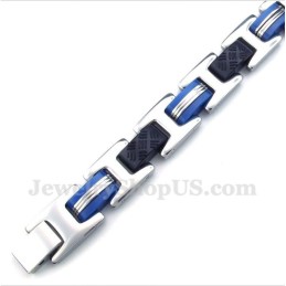 メンズチタンブルーブラックラバーブレスレット