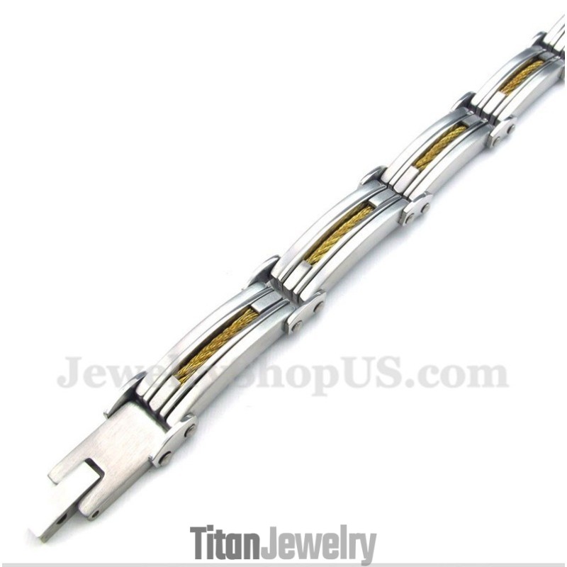 メンズ チタンゴールドケーブルブレスレット