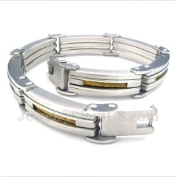 メンズ チタンゴールドケーブルブレスレット