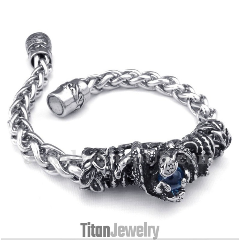 メンズチタン鋳造ブルーダイヤモンドブレスレット