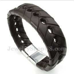 メンズチタンレザーブレスレット
