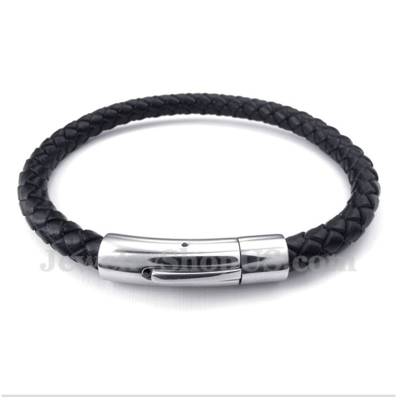 メンズチタンブラックレザーブレスレット メンズチタンブラックレザーブレスレット