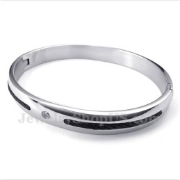 メンズ チタン ブラック ケーブル ダイヤモンド ブレスレット