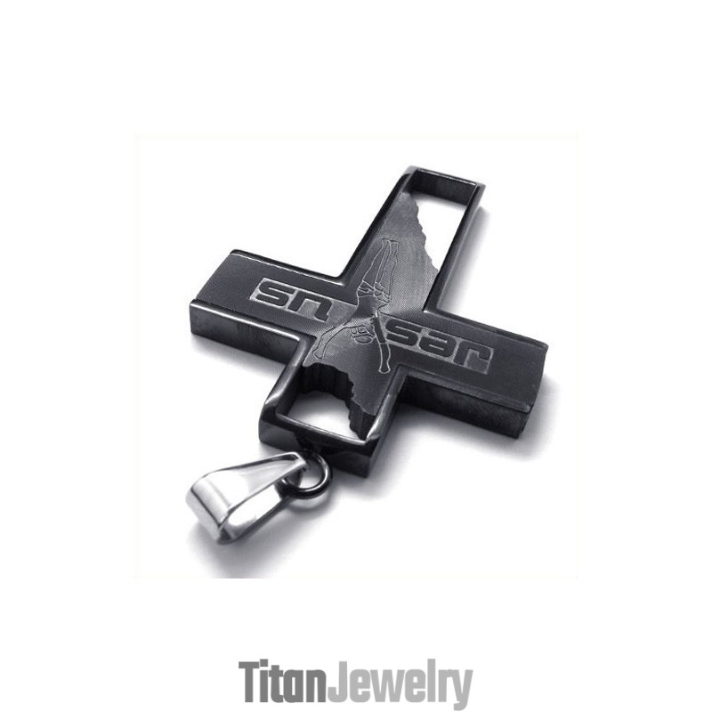 イエスの十字架チタンペンダント（ブラック）