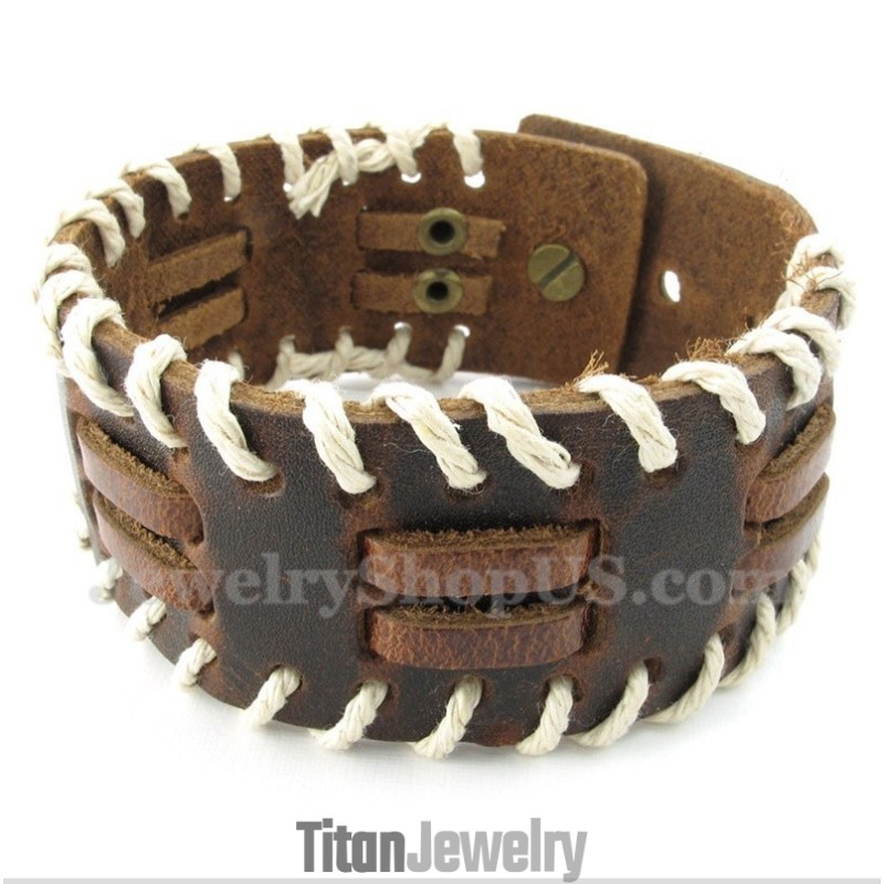 メンズレザーチタンブレスレット