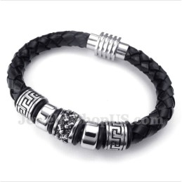 メンズレザーチタンブレスレット