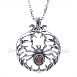 メンズチタンレッドダイヤモンドスパイダーペンダント（フリーチェーン付き）